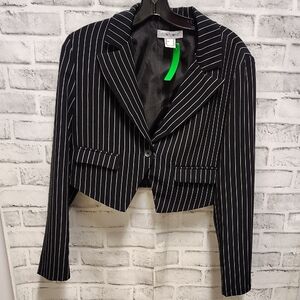 Contempo Black and White Striped Women's Blazer
